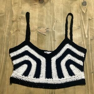 WILD HONEY BLACK AND WHITE CROCHET CROP TOP